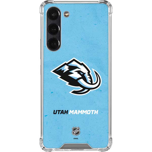 NHL Utah Mammoth Distressed Blue Galaxy S24 FE Clear Case